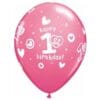 11" Printed 1st Birthday Girl Latex Balloons 6CT 1 11&Quot; Printed 1St Birthday Girl Latex Balloons 6Ct