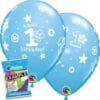 11&Quot; Printed 1St Birthday Boy Circles &Amp; Stars Blue Balloons 6Ct