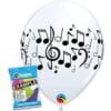 11" Printed Black Notes On White Latex Balloons 6CT 2 11&Quot; Printed Black Notes On White Latex Balloons 6Ct