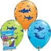 11" Printed Sharks Latex Assorted Balloons 6CT 1 11&Quot; Printed Sharks Latex Assorted Balloons 6Ct