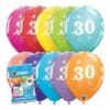 11" Printed '30' Sparkle-A-Round Latex Balloons 6CT 1 11&Quot; Printed '30' Sparkle-A-Round Latex Balloons 6Ct