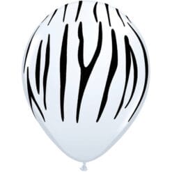 11" PRT WHT w/Zebra Stripes LTX BLN 50CT