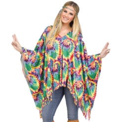 Tie-Dyed Woman's Hippie Poncho