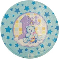 18" RND Blue 1st Birthday w/Bear 1SIDED