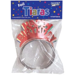 Foil Happy Birthday Tiaras 4CT 9 Foil Happy Birthday Tiaras 4Ct