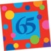 Bday Stripe Napkins Lunch 65Yo 16Ct
