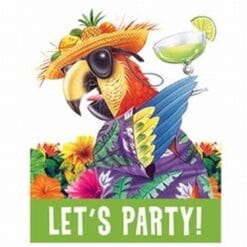 Tropical Island Parrot Invitations 8CT