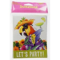 Tropical Island Parrot Invitations 8CT