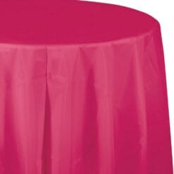 Hot Magenta Tablecover 82" RND Plastic