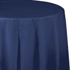 Navy Tablecover 82" RND Plastic