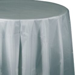S Silver Tablecover 82" RND Plastic