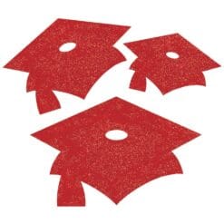 Red Grad Caps Glitter Cutouts Astd 12CT