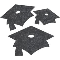Black Grad Cap Glitter Cutouts Astd 12CT