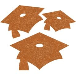Orange Glitter Mortarboard Cutouts 12CT