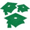 Green Grad Caps Glitter Cutouts 12CT 2 Green Grad Caps Glitter Cutouts 12Ct