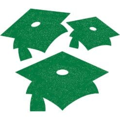 Green Grad Caps Glitter Cutouts 12CT
