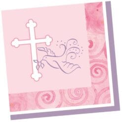 Faithful Dove Pink Napkins Beverage 16CT