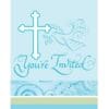 Faithful Dove Blue Invitations 8CT 2 Faithful Dove Blue Invitations 8Ct