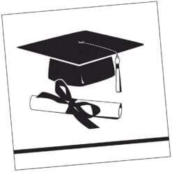 White Grad Napkins Beverage 36CT