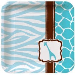Wild Safari Blue Plates SQR 7" 8CT