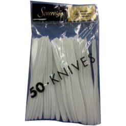 White Plastic Knives 50ST