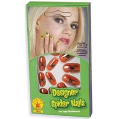 Orange Spider Print Nails