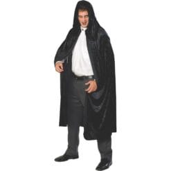 Cape Black Crushed Velvet Long Adult