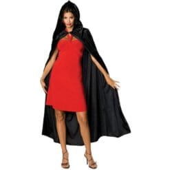 Cape Black Crushed Velvet Long Adult