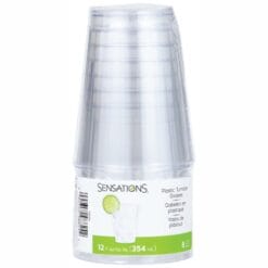 Tumbler 12oz Fluted Clear Plastic 8CT