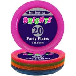 Neon Plates Plastic Astd Colors Rnd 9&Quot; 20Ct