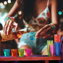 Neon Shot Glasses Plastic Astd 2oz 40CT 13 Neon Shot Glasses Plastic Astd 2Oz 40Ct