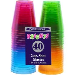 Neon Shot Glasses Plastic Astd 2oz 40CT 10 Neon Shot Glasses Plastic Astd 2Oz 40Ct