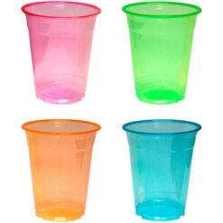 Neon Party Cups Soft Plastic Astd Colors 16oz 20CT
