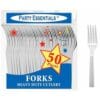 Forks White Plastic Medium Weight 50Ct