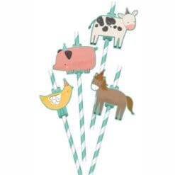 Farm Animals Straws 12CT