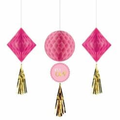 It's A Girl Honeycomb Decoration 3PCS