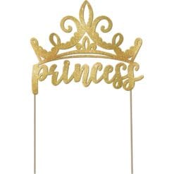 Princess Gold Glitter Cake Topper