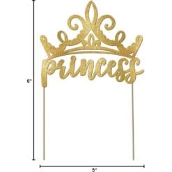 Princess Gold Glitter Cake Topper