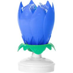 Spinning Flower Musical Candle: Blue