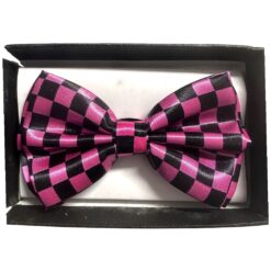 Pink & Black Checkered Bow Tie