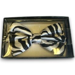 White Zebra Stripe Costume Bow Tie