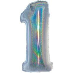 40" NBR Silver Holographic #1 Balloon