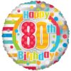18" RND 80yo Birthday Polka Dots Balloon