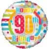 18&Quot; Rnd 90Yo B'Day Polka Dots Balloon