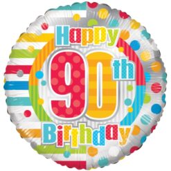 18" RND 90yo B'Day Polka Dots Balloon