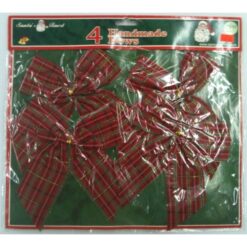 Bows Rd/GRN Plaid Handmade 4CT
