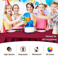 Burgundy Plastic Table Cover 84" Round 7 Burgundy Plastic Table Cover 84&Quot; Round