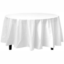 White Tablecover 84" RND Plastic