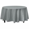 Silver/Grey Tablecover 84" RND Plastic 1 Silver/Grey Tablecover 84&Quot; Rnd Plastic