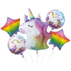 BQT Unicorn Birthday Balloons 5PCS
